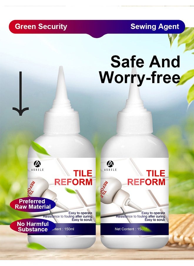 ASHILE Tile Reform - White Grout Tiling Tile Repair Tile Gap Refill Agent Tile Reform Coating Mold Cleaner Tile Sealer Repair Glue 150ML  - Image 2