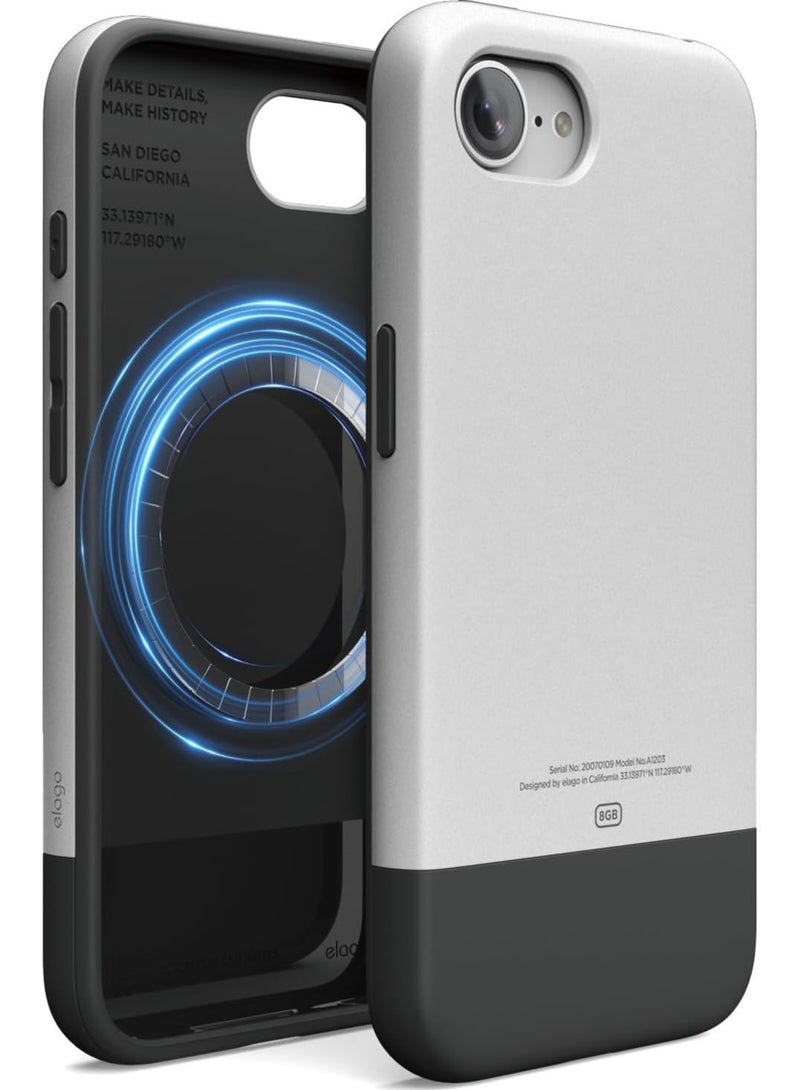 Elago غطاء حماية مغناطيسي لجهاز آيفون 16E (2025) متوافق مع حماية السقوط MagSafe - فضي أسود - Image 1