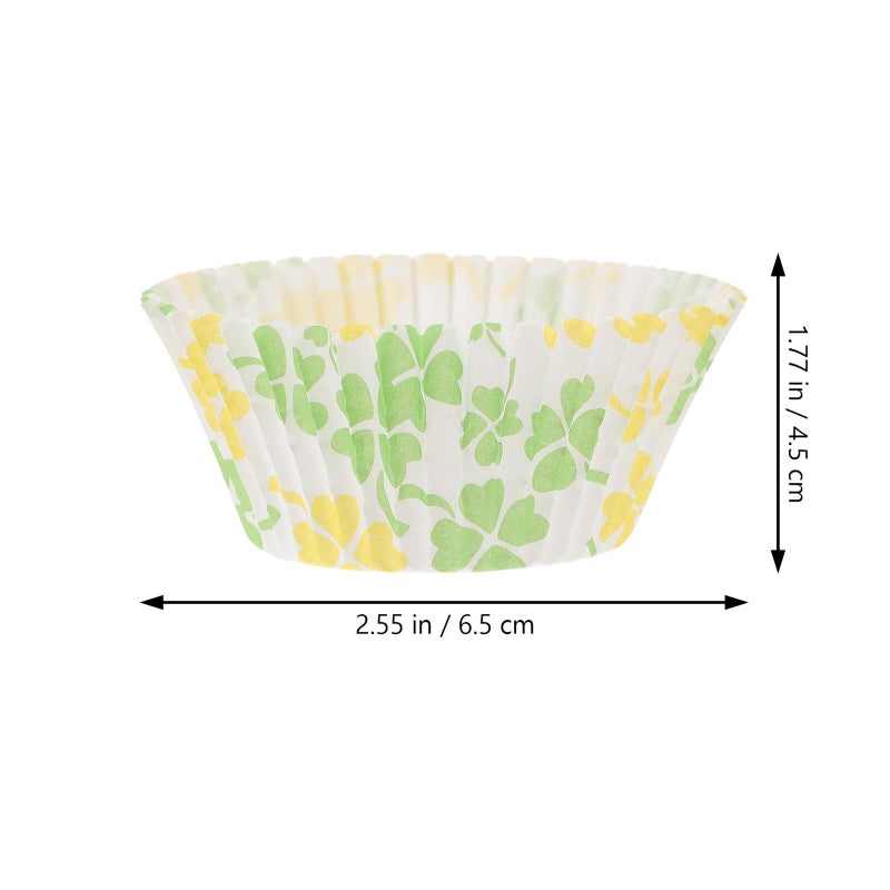 Oil Proof Clover Leaf Pattern Paper Cupcake Liners 100pcs High Temperature Resistant Baking Cups - Image 3