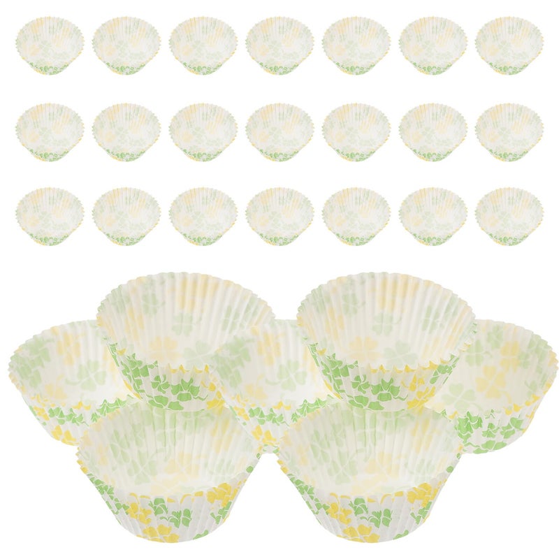 Oil Proof Clover Leaf Pattern Paper Cupcake Liners 100pcs High Temperature Resistant Baking Cups - Image 2