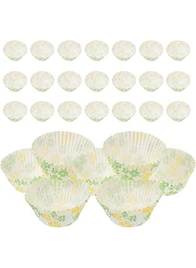 Oil Proof Clover Leaf Pattern Paper Cupcake Liners 100pcs High Temperature Resistant Baking Cups - Image 1