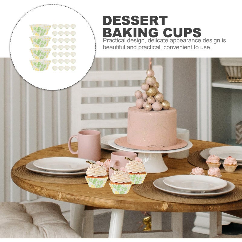 Oil Proof Clover Leaf Pattern Paper Cupcake Liners 100pcs High Temperature Resistant Baking Cups - Image 4