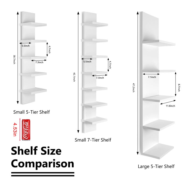 Homaterial 7 Tier Vertical Wall Shelf for Room Decor - Floating Shelves for Wall, Makeup Vanity, Perfect Display Storage for Small Spaces, Black Decorative Shelves - Image 2