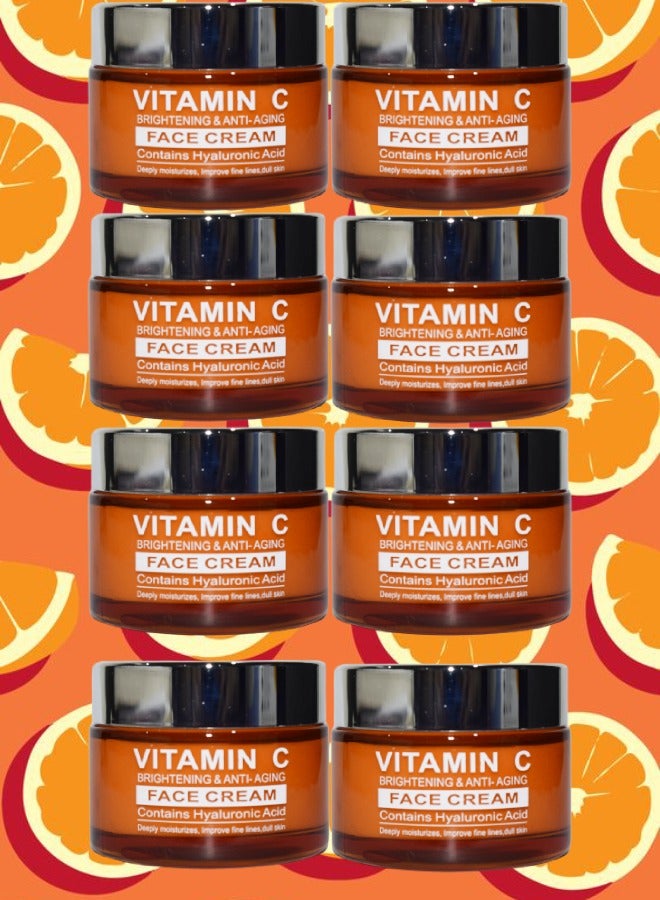 بيرون 8 قطع كريم الوجه فيتامين سي لتفتيح البشرة ومكافحة الشيخوخة يرطب بعمق ويحسن الخطوط الدقيقة للبشرة الباهتة 50 جرام - Image 1