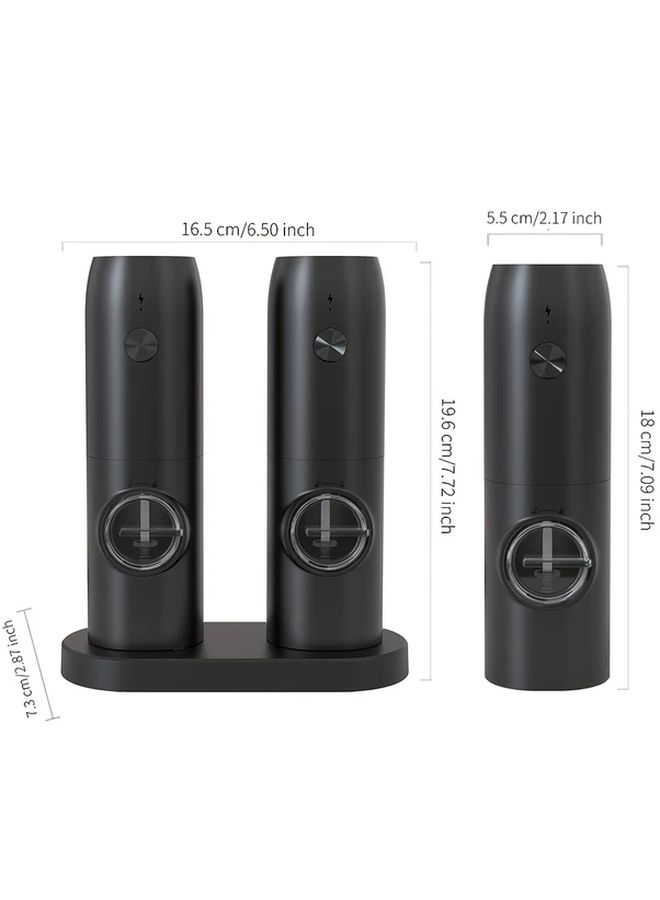 Rechargeable Electric Salt And Pepper Grinder With LED Light Adjustable Coarseness Model 15C 2 Large Capacity For Kitchen BBQ Outdoor Wedding Gift - Image 2