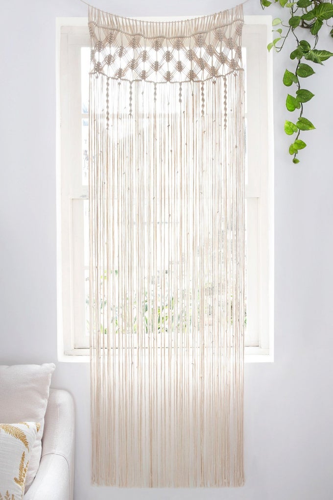 MACRAME CURTAIN BOHO DOORWAY WINDOW DECORATION LIGHT THROUGH CURTAINS DECOR HANDWOVEN WALL HANGING ART FOR HOME DOOR BEDROOM WEDDING BACKDROP ARCH CLOSET ROOM DIVIDER 29 W X 80 L