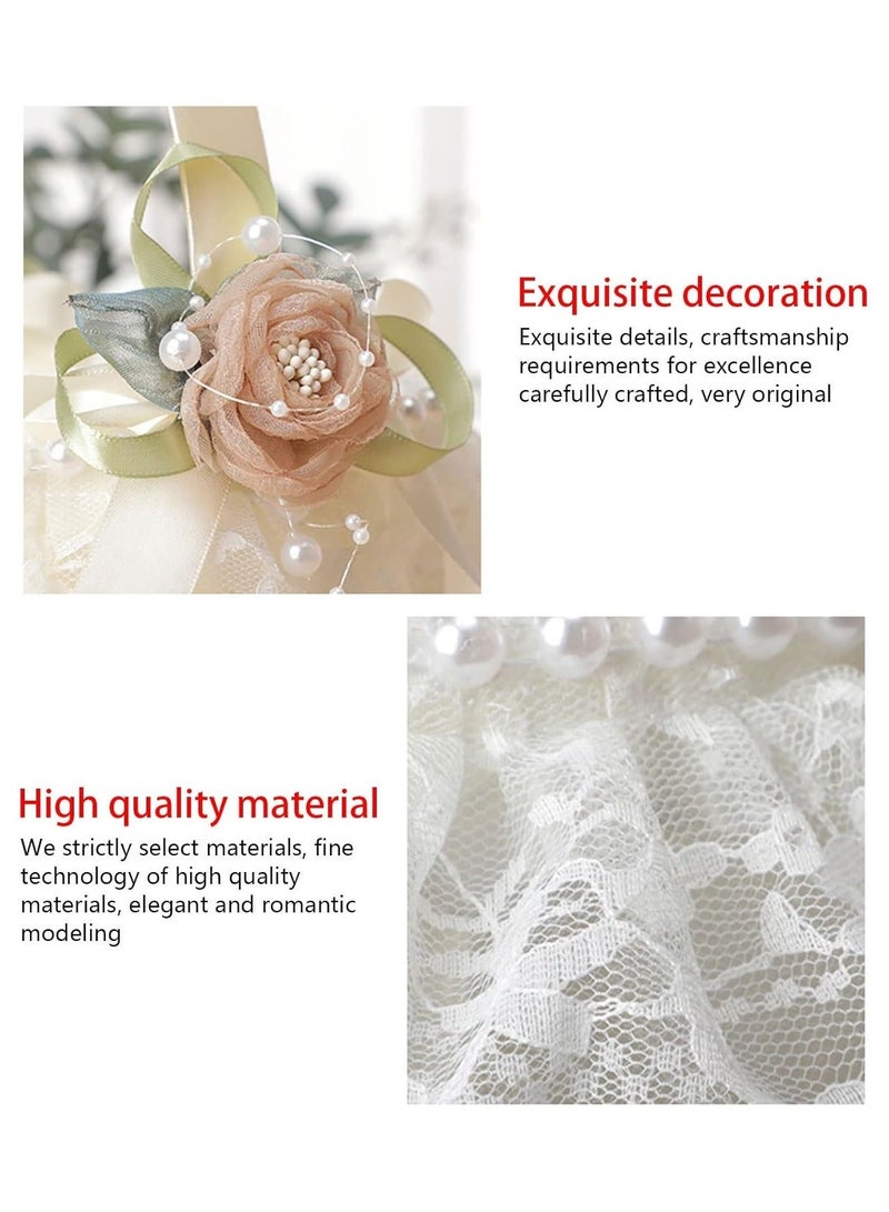 سلة زهور للفتيات لحفل الزفاف، سلة زهور من الدانتيل الأبيض لتزيين حفل الزفاف - Image 4