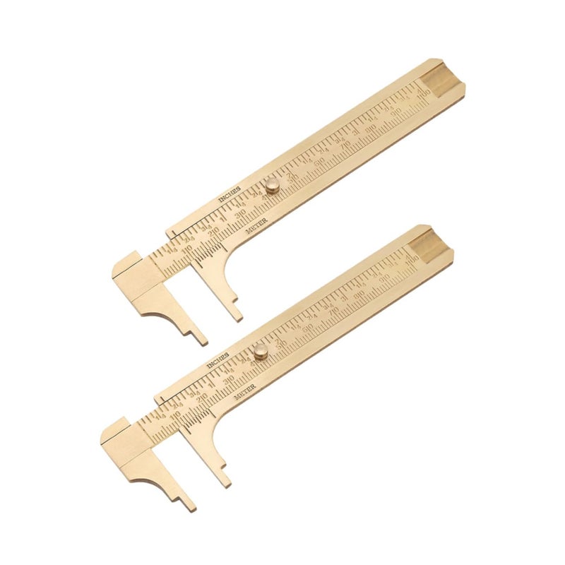 Mini Brass Vernier Caliper 2PCS Sliding Ruler Double Scale Pocket Gauge For Jewelry Beads Wire Measurement - Image 2