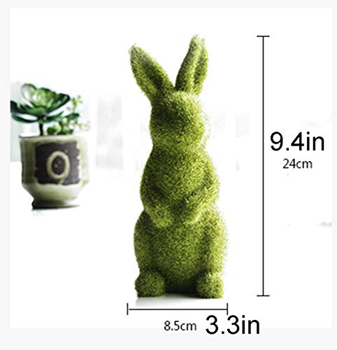 Zensounding Decorative Decorations for Easter Bunny Gifts Moss Green Flocking Sculpture Garden Courtyard Family Gathering Celebration Decorations 95in Standing Rabbit - Image 3