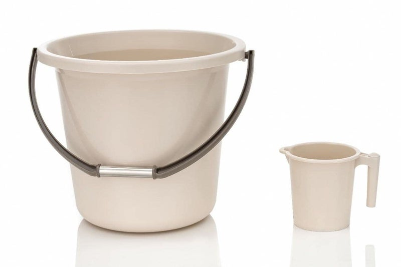 AUREUS Bathroom Bucket and Mug Set 18 L of White - Image 1
