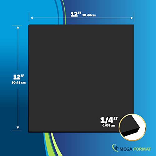 Mega Format Expanded PVC Sheet - 12" X 12" Sintra Rigid Plastic Sheet, PVC Board, Black Plastic Board - 1/4" 6mm Thick (1 Pack) - Black - Image 2