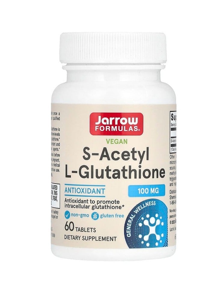 jarrow formulas Vegan S-Acetyl L-Glutathione, 100 mg, 60 Tablets