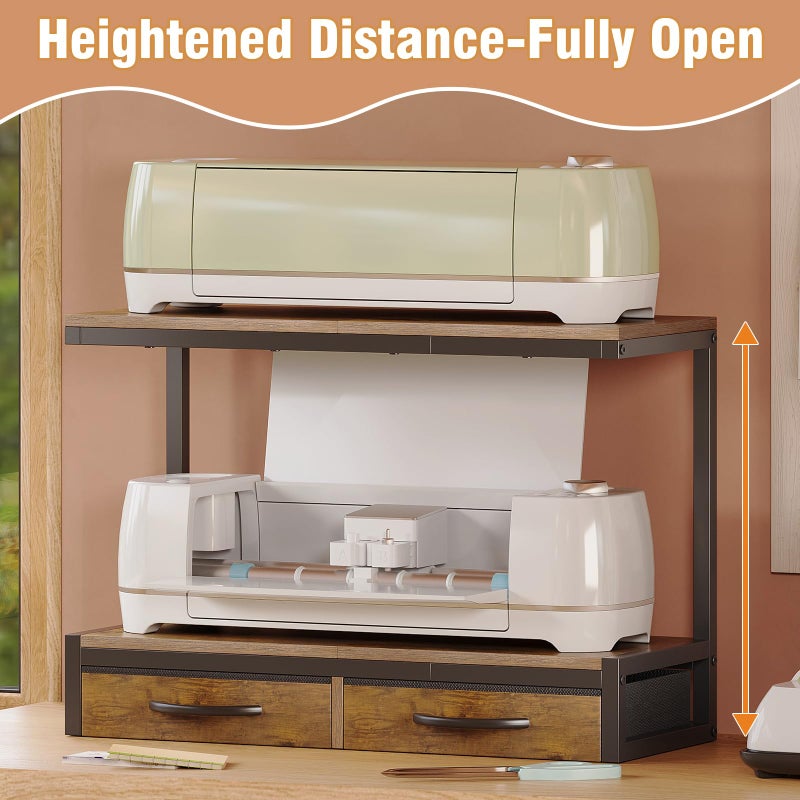 VENNQD Stand Compatible with Cricut Maker and Cricut Explore Air Series Stand Legs for 2 Cricut Machines Fully Open 2 Tier Desktop Craft Accessories Storage Organizer (White) - Image 2