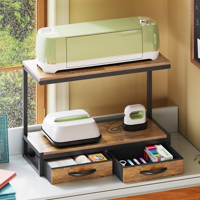 VENNQD Stand Compatible with Cricut Maker and Cricut Explore Air Series Stand Legs for 2 Cricut Machines Fully Open 2 Tier Desktop Craft Accessories Storage Organizer (White) - Image 3