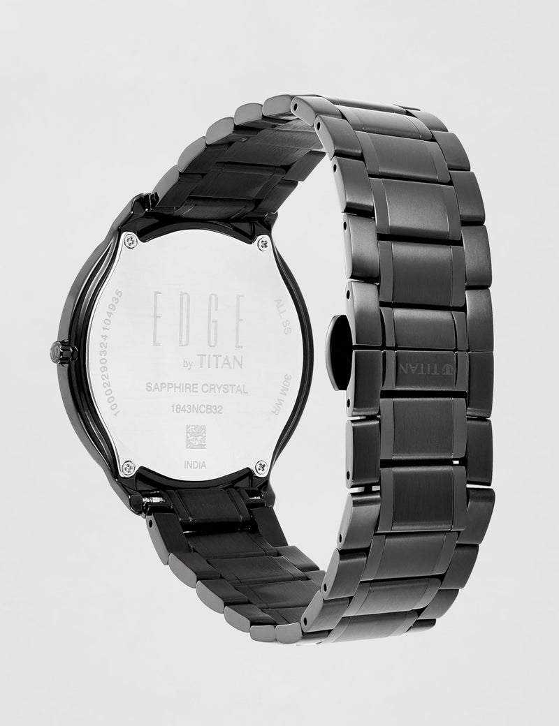 EDGE Titan Metal Quartz Analog Black Dial Black Stainless Steel Strap Watch for Men - NT1843NM03 - Image 3