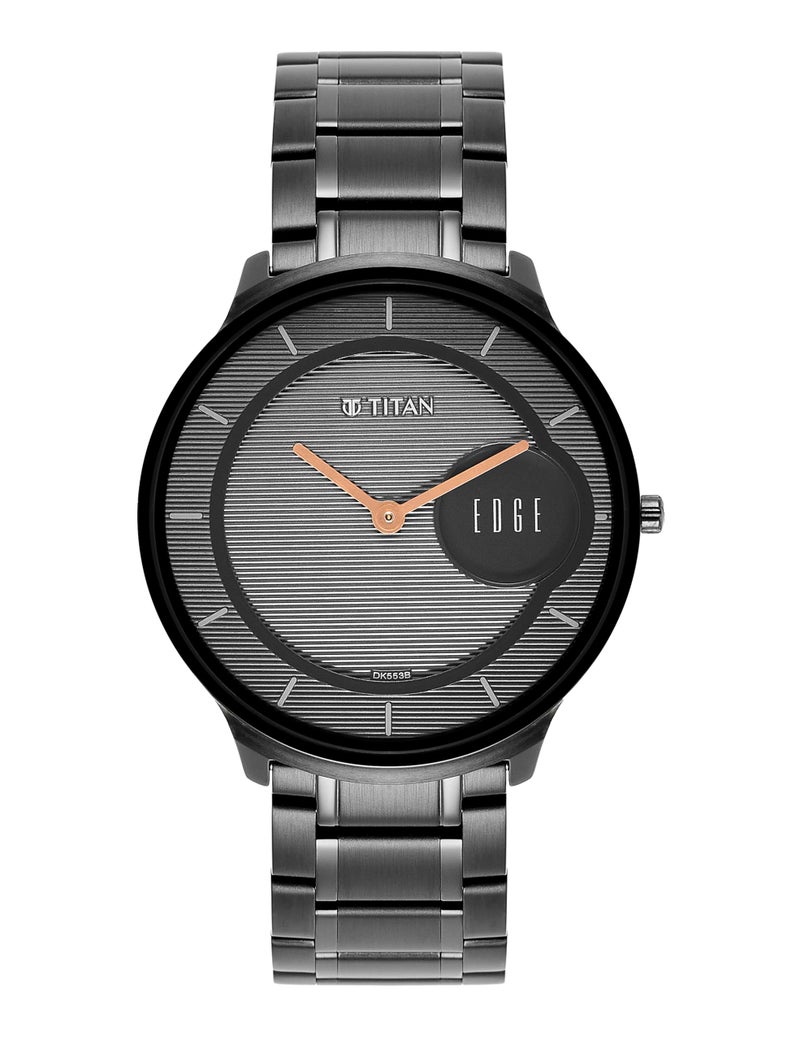 EDGE Titan Metal Quartz Analog Black Dial Black Stainless Steel Strap Watch for Men - NT1843NM03 - Image 1