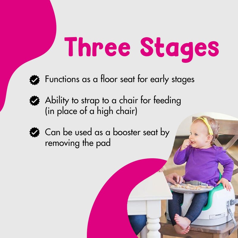 Bumbo 3-in-1 Multi-Seat for 6 to 36 Months, Travel Baby Feeding & Play Floor Seat, All-in-One Portable Booster with Tray & Toddler High Chair, Aqua - Image 5