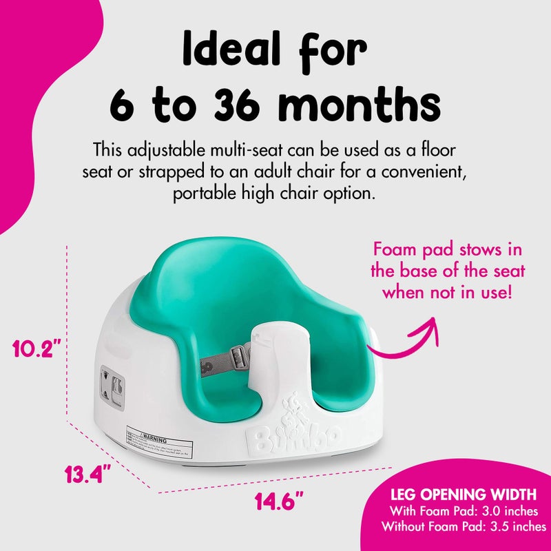 Bumbo 3-in-1 Multi-Seat for 6 to 36 Months, Travel Baby Feeding & Play Floor Seat, All-in-One Portable Booster with Tray & Toddler High Chair, Aqua - Image 3