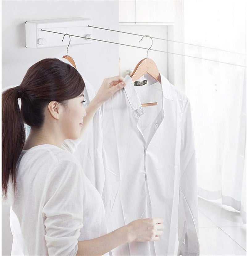 هومايا حامل حبال تجفيف قابل للسحب من هوميا، إطار من ABS، حامل من سبائك الألومنيوم، حبل مزدوج قابل للتعديل، حبل تخزين مثبت على الحائط، قابل للتعديل بحرية من 0 إلى 4.2 متر - Image 2