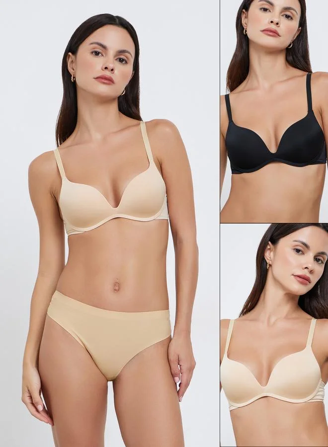 ستايلي مجموعة من 2 صدرية مبطنة بياقة عميقة وبلا أسلاك