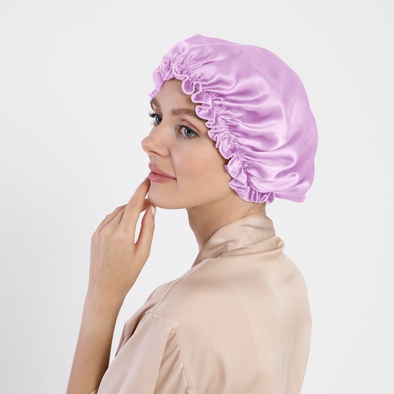 Mulberry Silk Hair Care Round Hat 16 Momme Silk Sleep Cap Head Cover Chemo Cap Silk Shower Cap - Image 1