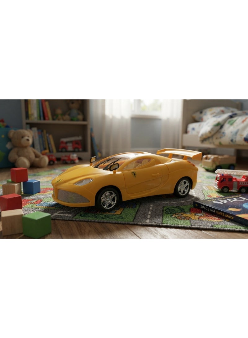 Yellow Sports Racing Car Toy for Kids - Sleek Convertible Toy Car with Rear Spoiler and Glossy Wheels - Image 2