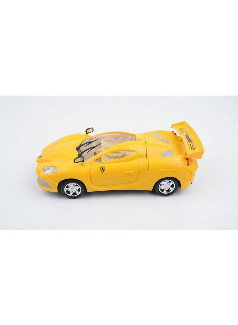 Yellow Sports Racing Car Toy for Kids - Sleek Convertible Toy Car with Rear Spoiler and Glossy Wheels - Image 1