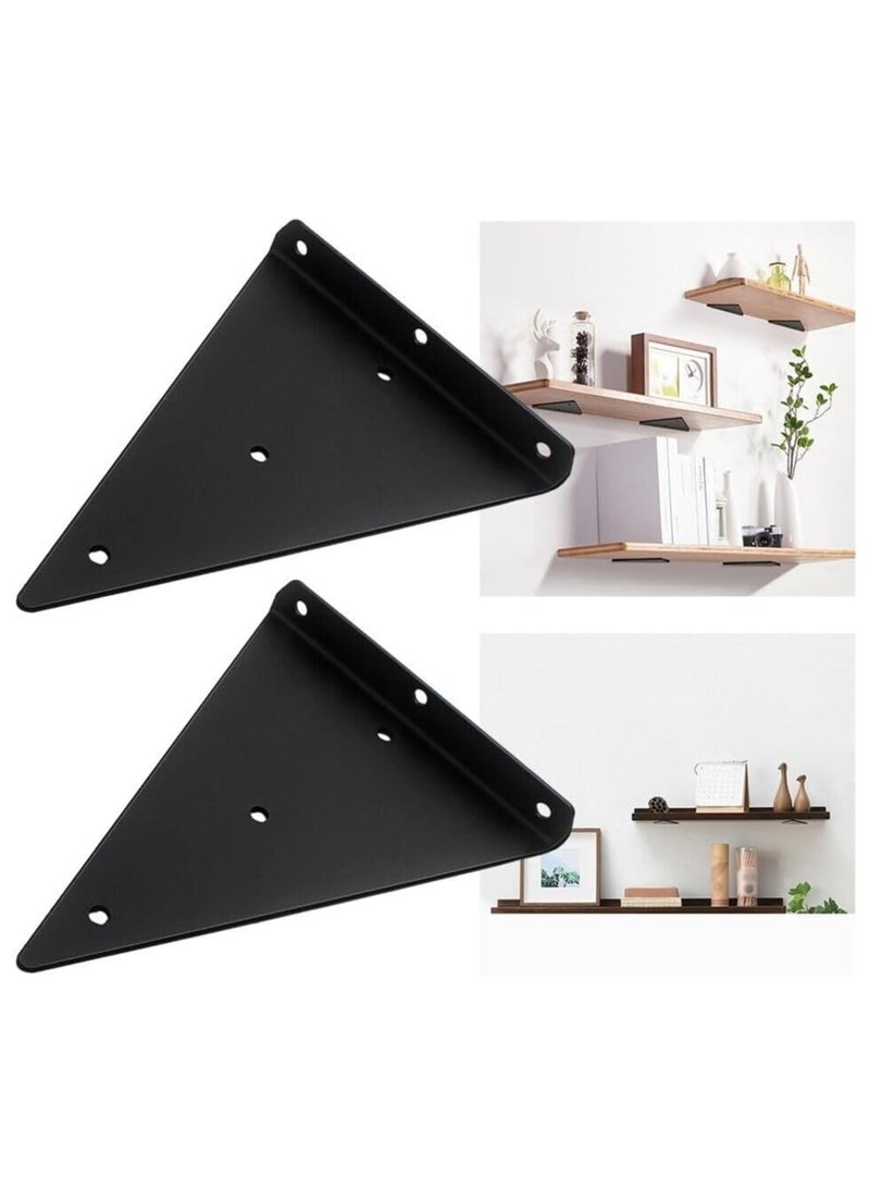 Invisible Shelf Brackets 230x170mm - 2pcs Hidden Wall Mounted Triangle Floating Shelf Brackets for Home Office Decor and Organization - Black