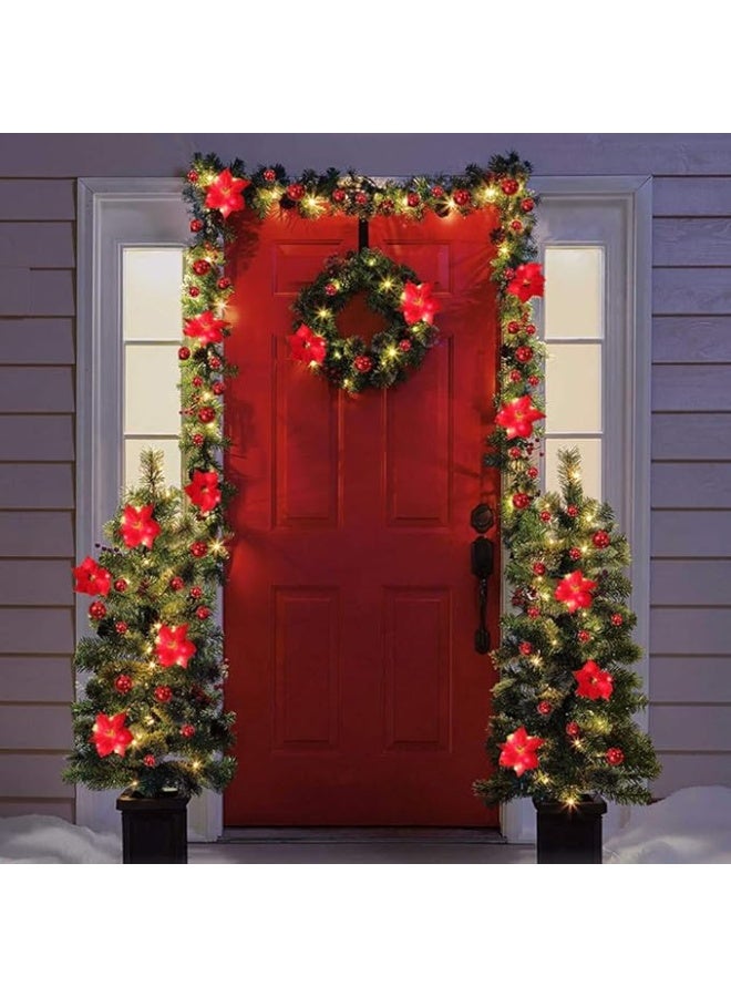 Tifuly Poinsettias Artificial Christmas Flowers 4pcs, 7Heads Fake Poinsettia Bouquet Red Christmas Flowers for Home Door Stair Garden Christmas Tree Decoration - Image 4