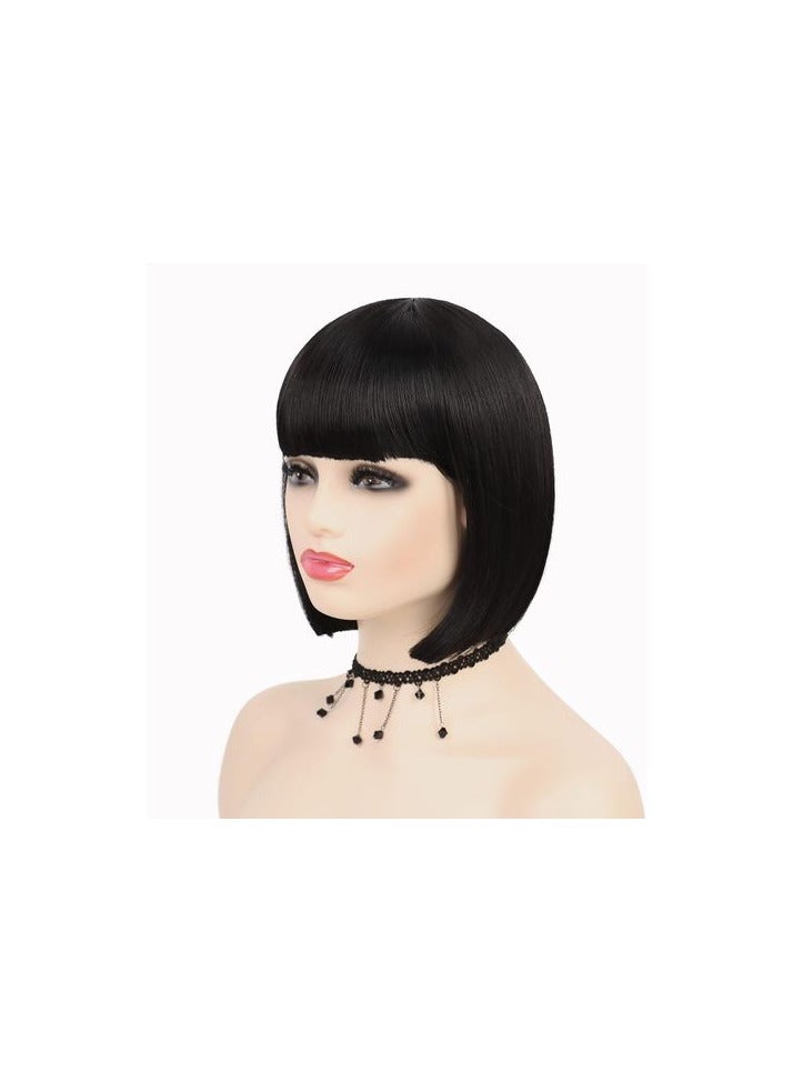 Generic Synthetic Hair Wig Short Straight Black Color Fiber Hair