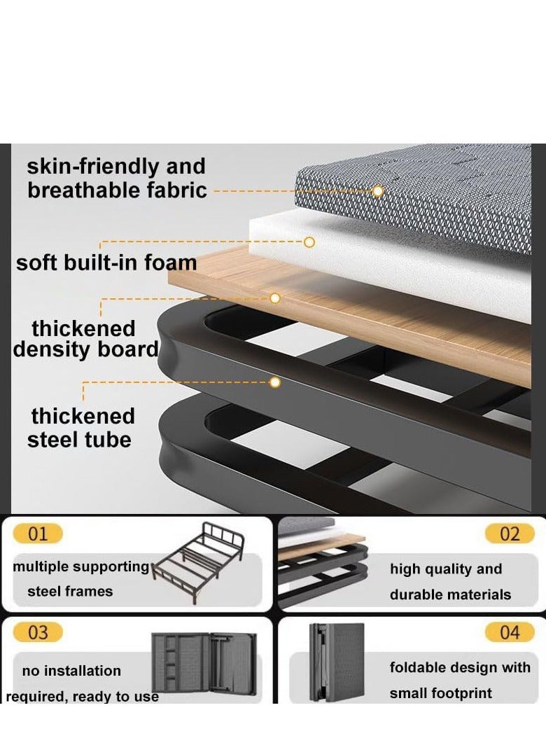 ZUIHAO Folding Bed with Mattress Portable Foldable Bed for Spare Bedroom Office Outdoor No Assembly Required Bed 188 .5x 90 x41cm Black - Image 2