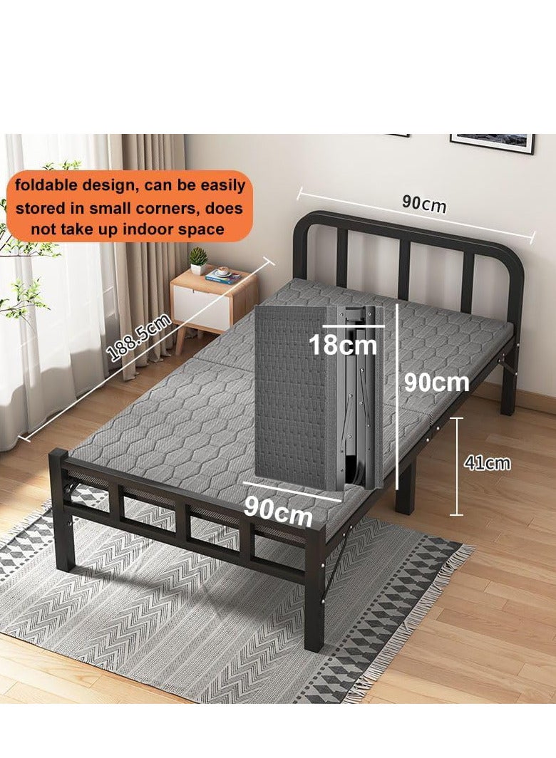 ZUIHAO Folding Bed with Mattress Portable Foldable Bed for Spare Bedroom Office Outdoor No Assembly Required Bed 188 .5x 90 x41cm Black - Image 3