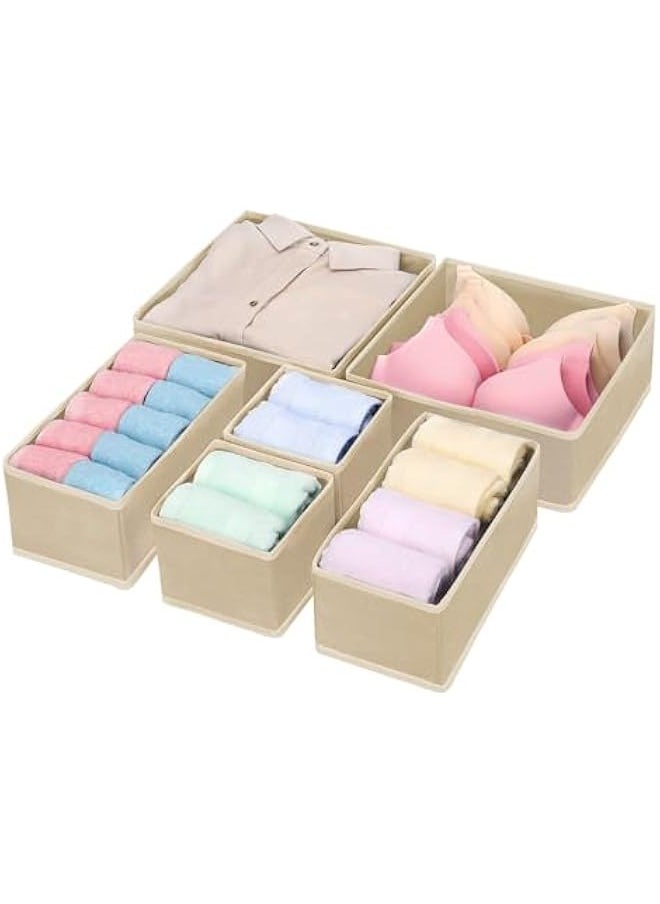 TRASSLE Set of 6 Foldable Clothes Drawer Organizers, Fabric Closet Dresser Drawers Organizers Dividers,Clothing Storage Organizers Box for Underwear, Bras, Lingerie, Panties, Socks,shirt  - Image 1