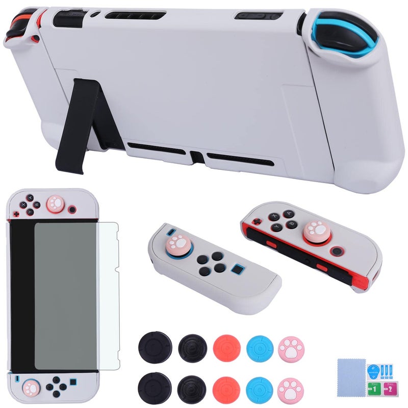 COMCOOL Dockable Case for Nintendo Switch 3 in 1 Protective Cover Case for Nintendo Switch and Joy-Con Controller with Screen Protector and Thumb grips - Stone - Image 1