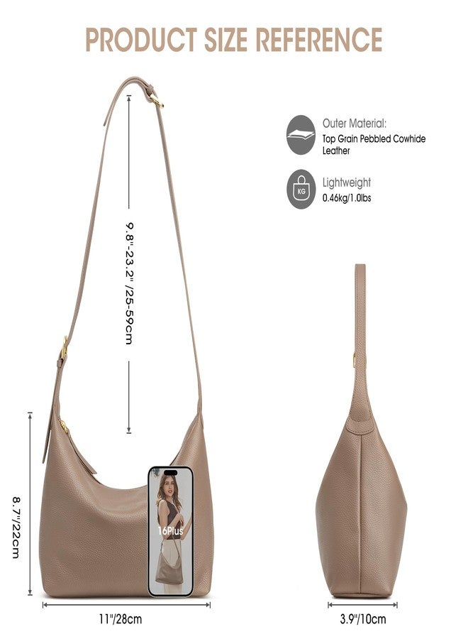 Kattee Hobo bags for Women Genuine Leather Crossbody Handbags Shoulder Purse for Work Casual, Khaki - Image 3
