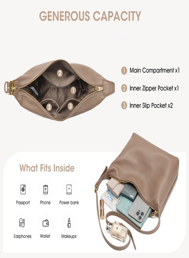 Kattee Hobo bags for Women Genuine Leather Crossbody Handbags Shoulder Purse for Work Casual, Khaki - Image 5