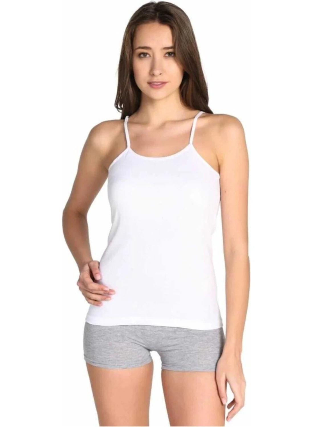 توتكو Passion Women 6" Gray Rib Cotton Rope Strap Undershirt 0135