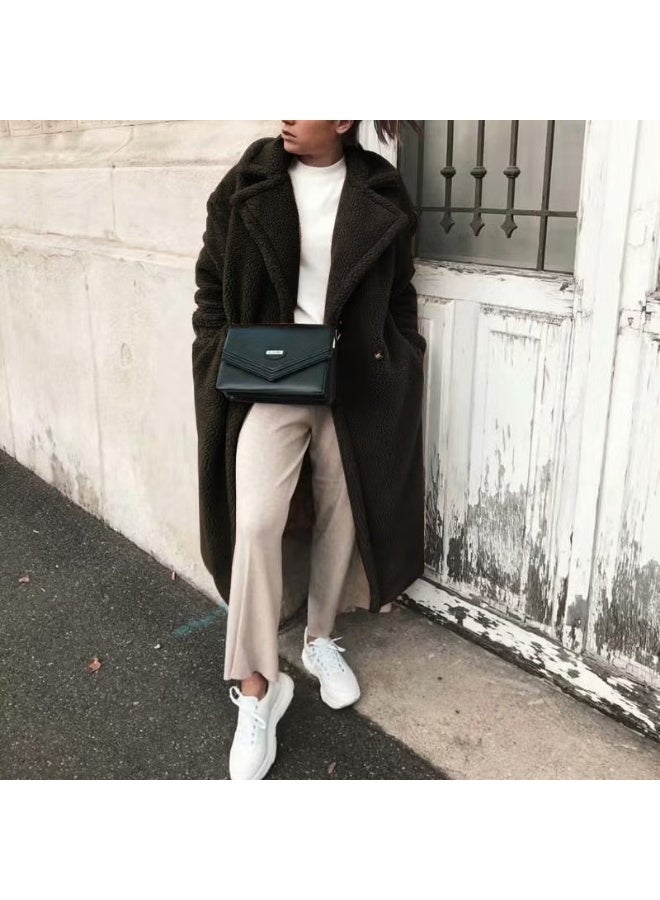 Barbora Plush Winter Women's Buttoned Lined Furry Jacket WS03BLACK - Image 1