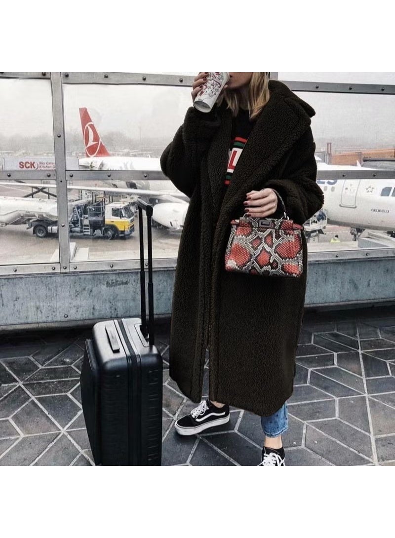 Barbora Plush Winter Women's Buttoned Lined Furry Jacket WS03BLACK - Image 2