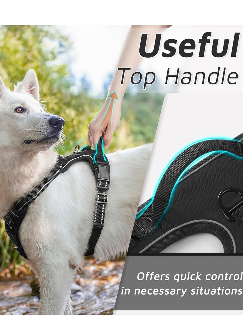 Adjustable Dog Harness and 1.5m leash set for medium and big dogs, No-pull soft padded, High Reflective thread, Black - Image 3