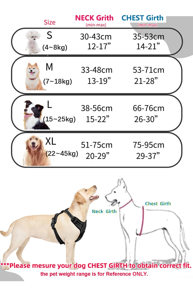 Adjustable Dog Harness and 1.5m leash set for medium and big dogs, No-pull soft padded, High Reflective thread, Black - Image 4