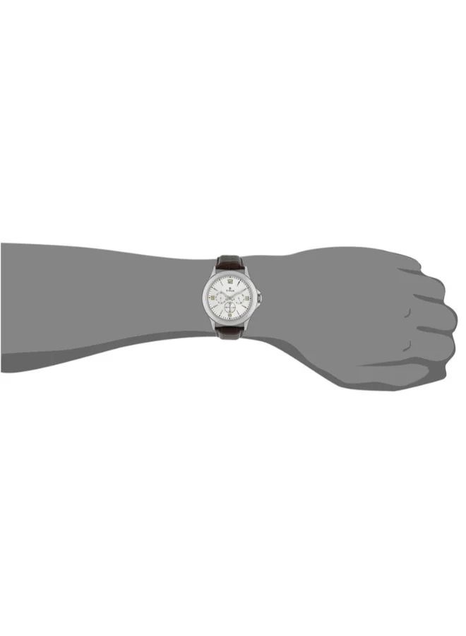 تيتان Men Analog Round Shape Leather Wrist Watch