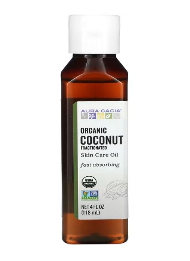 Aura Cacia Organic Skin Care Oil Coconut Fractionated 4 fl oz 118 ml  - Image 1