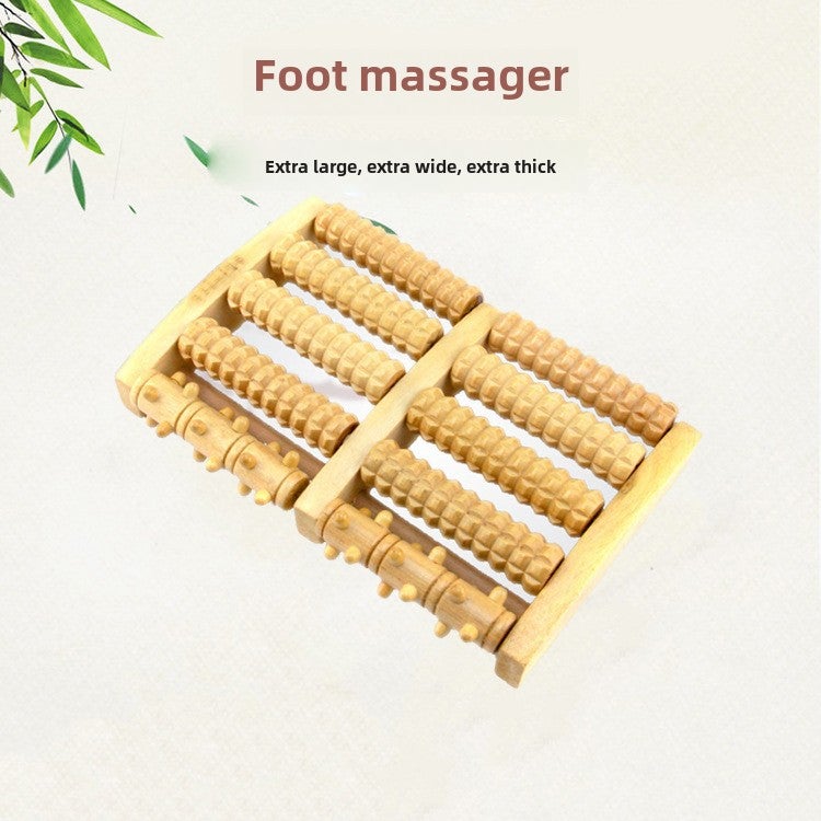 Wooden Massager Wooden with Nail Five Rows of Foot Roller Massager Foot Massage Lotus Wood Foot Massager(Seven rows of foot massager) - Image 3