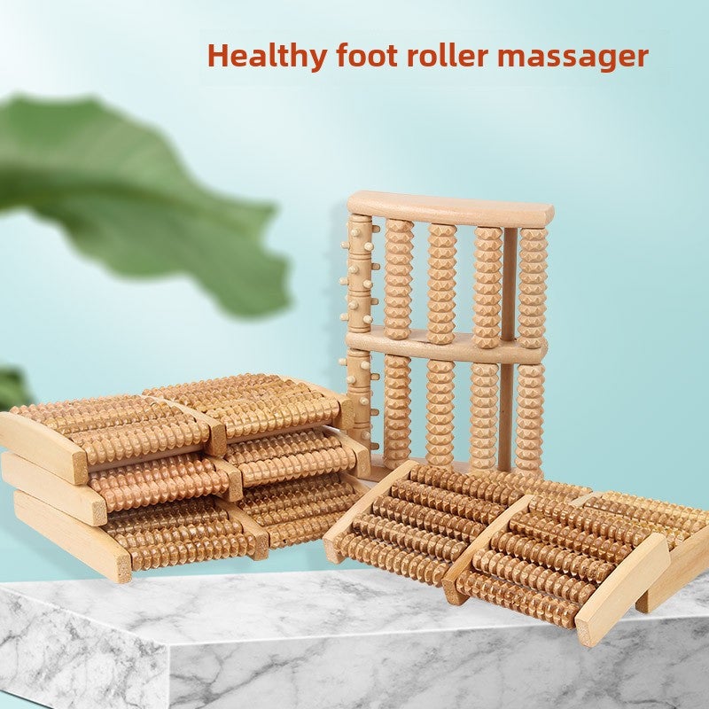 Wooden Massager Wooden with Nail Five Rows of Foot Roller Massager Foot Massage Lotus Wood Foot Massager(Seven rows of foot massager) - Image 2