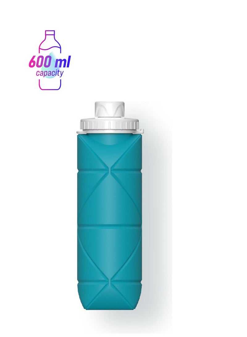 NIBEMINENT Collapsible Silicone Water Bottle Bluish Green/White - Image 1