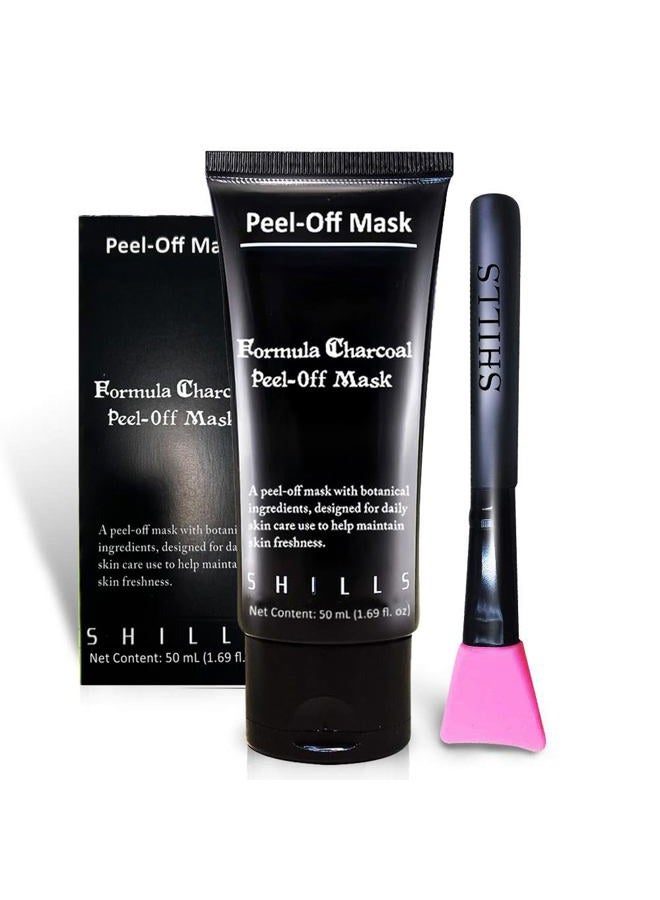 SHILLS Charcoal Face Mask, Peel Off Mask, Charcoal Mask, Peel Off Mask, Deep Cleansing, Purifying, Activated Charcoal Mask with Brush - Image 1