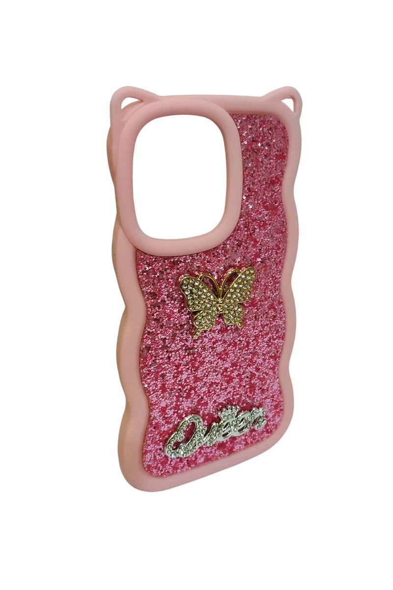 CFS Diamond Butterfly Design Silicone Back Cover for Oppo Reno 13F - Pink - CFS211 - Image 2