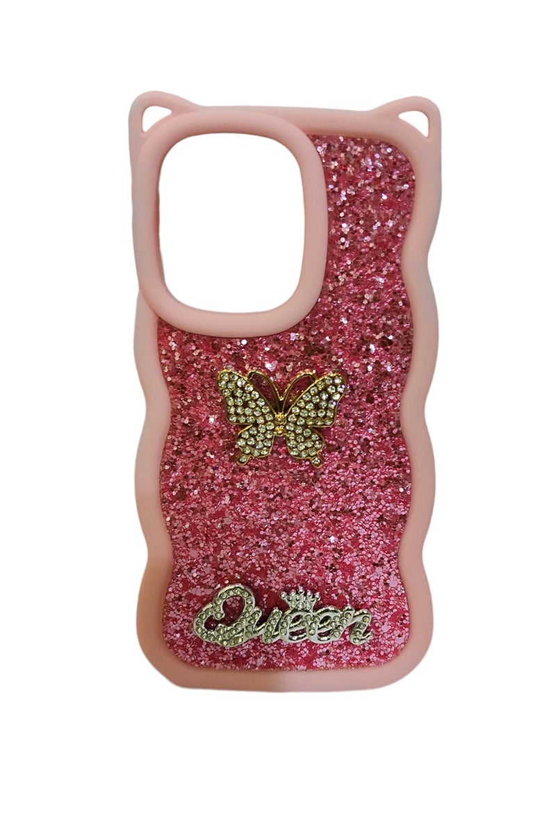 CFS Diamond Butterfly Design Silicone Back Cover for Oppo Reno 13F - Pink - CFS211 - Image 1