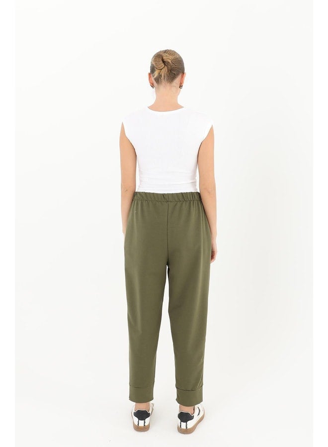 Soul Women's Ribbed Detail Jogger - 30189PNT - KHAKI. - Image 3